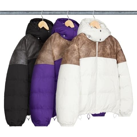 Leather Yoke Puffer Jacket