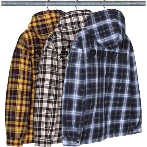 Lined Zip Up Hooded Flannel Shirt