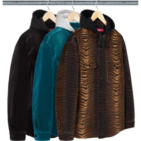 Quilted Lined Hooded Velvet Shirt