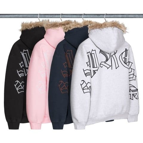 Faux Fur Zip Up Hooded Sweatshirt