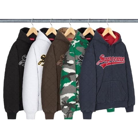 Quilted Zip Up Hooded Sweatshirt